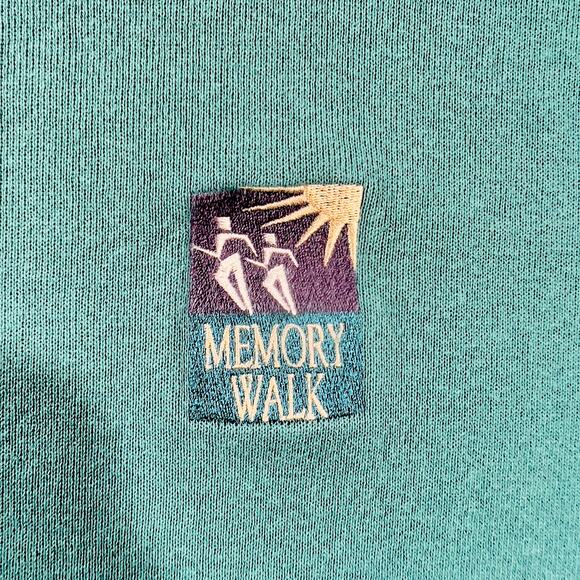 Hanes Heavyweight Sweatshirt Unisex XL Memory Walk Logo On Front Green Fleece - Picture 3 of 9